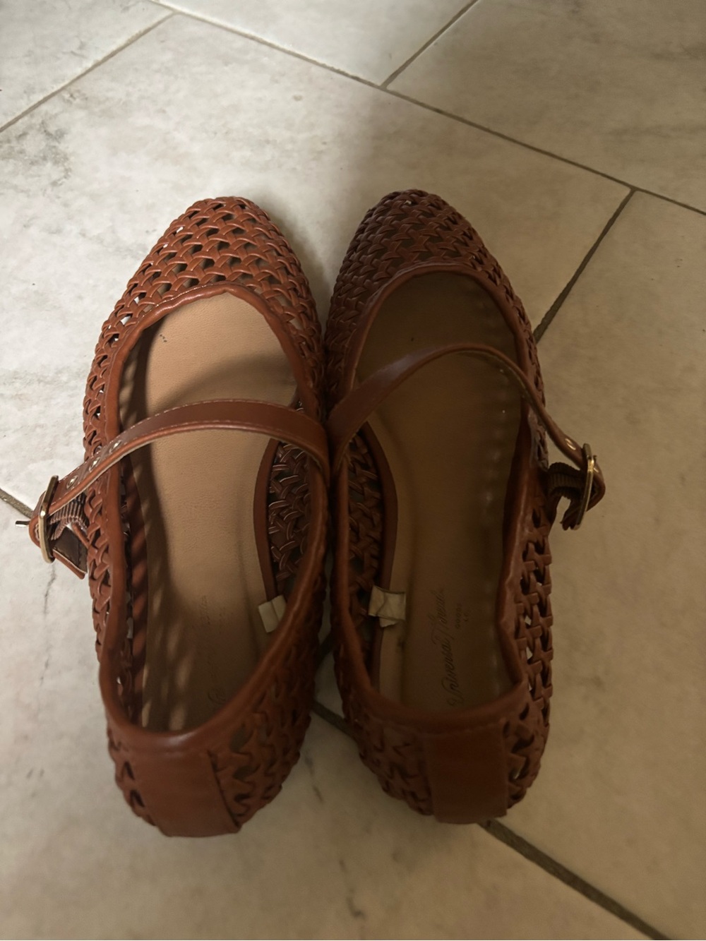 Universal Thread Woven Mary Jane Flats in Brown Tan